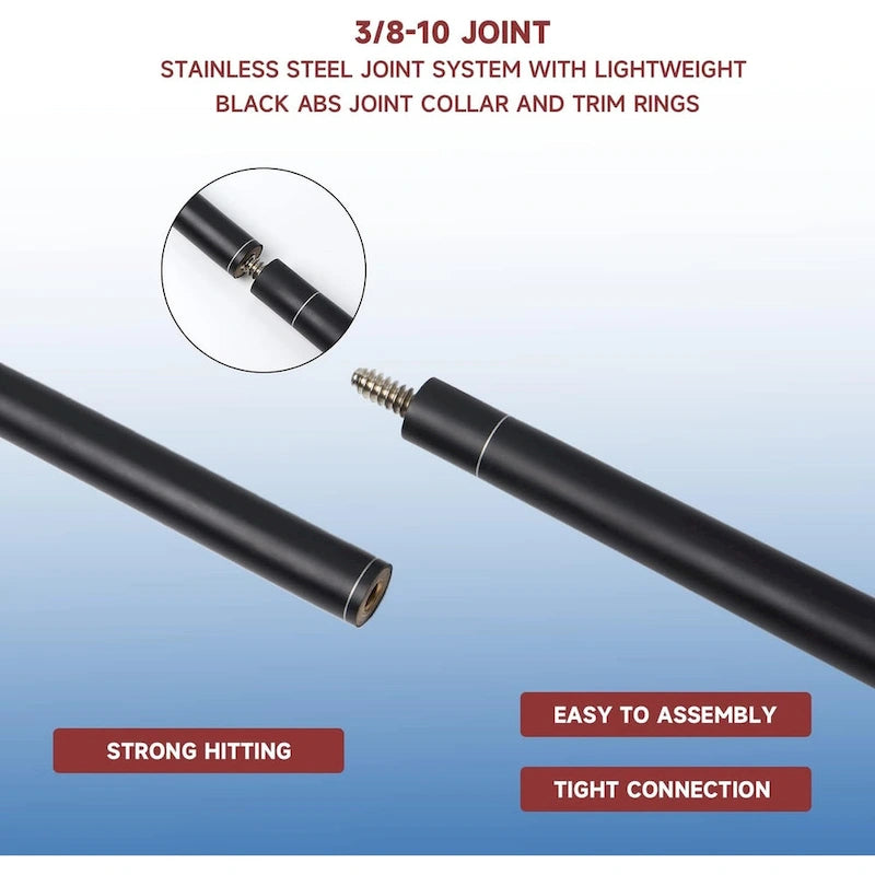 Queue de billard en fibre de verre noire mate en 2 parties de 147 cm