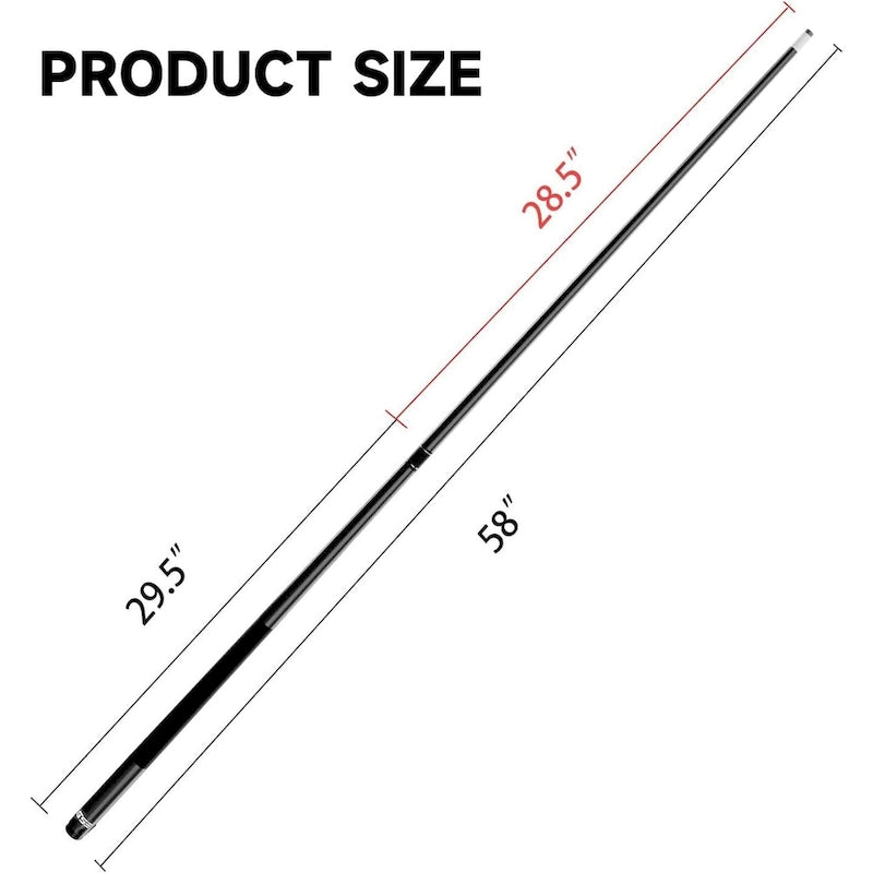 Queue de billard en fibre de verre noire mate en 2 parties de 147 cm