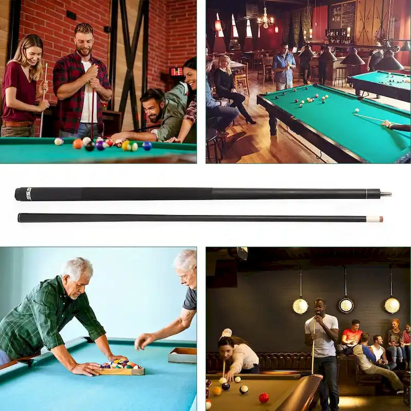 Queue de billard en fibre de verre noire mate en 2 parties de 147 cm