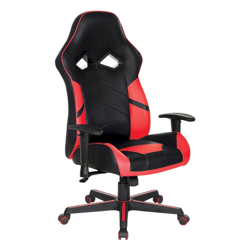 Chaise de jeu ergonomique en similicuir avec support lombaire et accents colorés