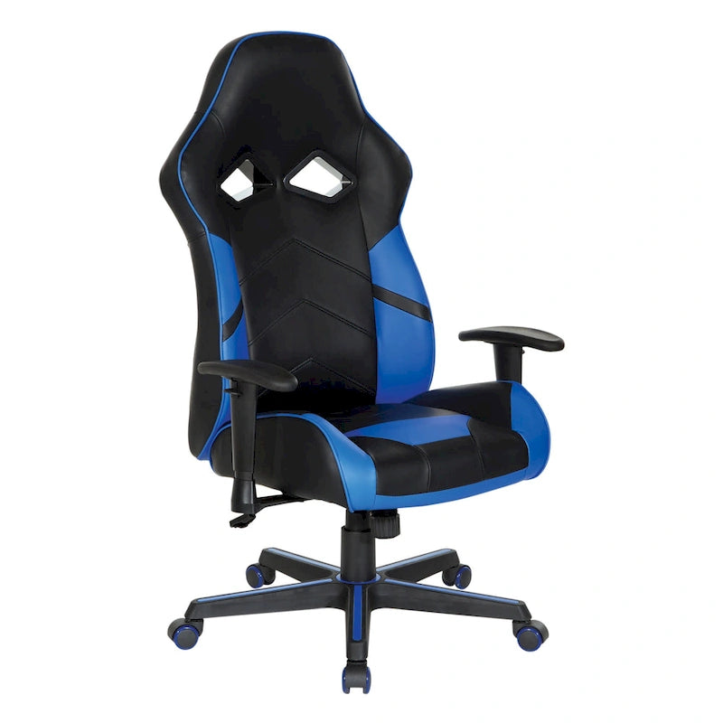 Chaise de jeu ergonomique en similicuir avec support lombaire et accents colorés