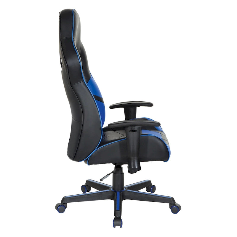 Chaise de jeu ergonomique en similicuir avec support lombaire et accents colorés