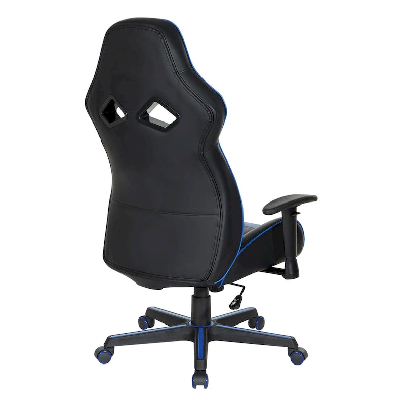 Chaise de jeu ergonomique en similicuir avec support lombaire et accents colorés