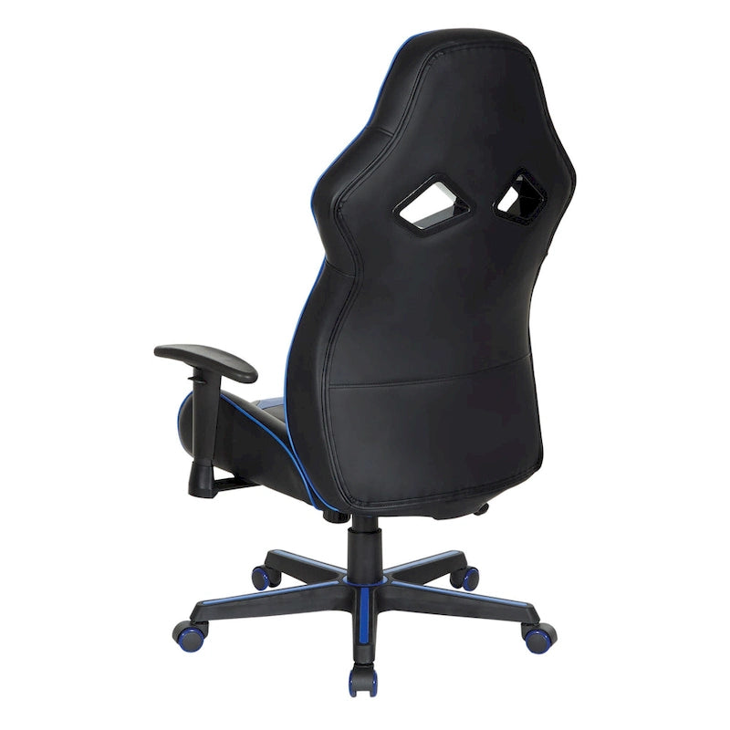 Chaise de jeu ergonomique en similicuir avec support lombaire et accents colorés