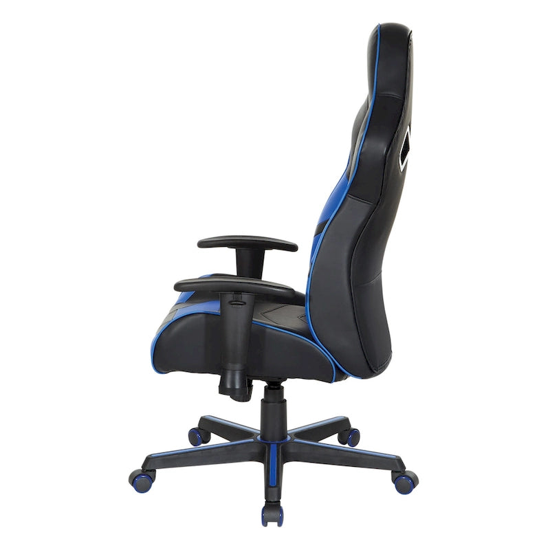 Chaise de jeu ergonomique en similicuir avec support lombaire et accents colorés