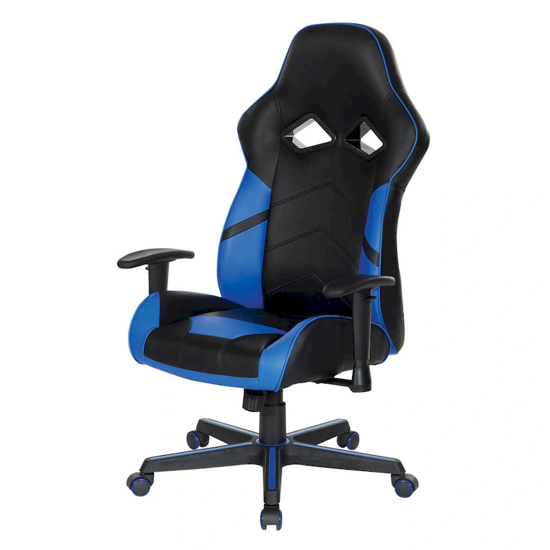 Chaise de jeu ergonomique en similicuir avec support lombaire et accents colorés