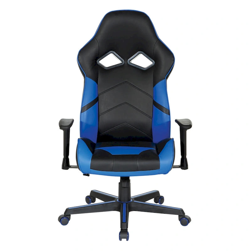 Chaise de jeu ergonomique en similicuir avec support lombaire et accents colorés