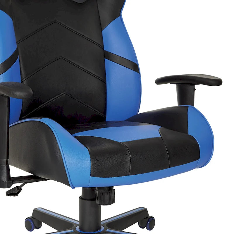 Chaise de jeu ergonomique en similicuir avec support lombaire et accents colorés