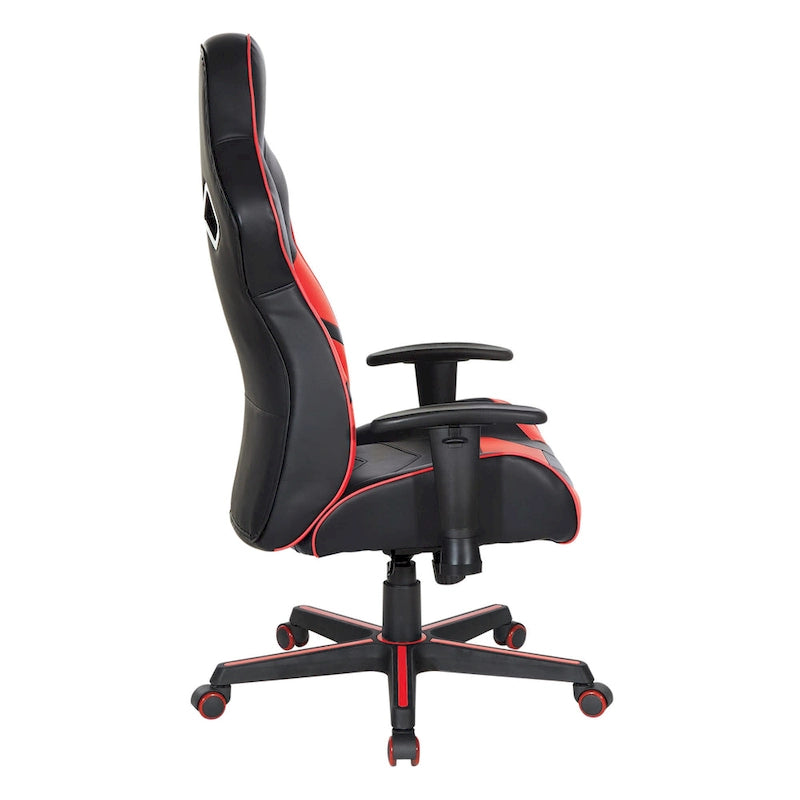 Chaise de jeu ergonomique en similicuir avec support lombaire et accents colorés