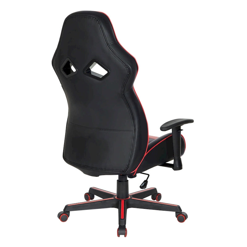 Chaise de jeu ergonomique en similicuir avec support lombaire et accents colorés