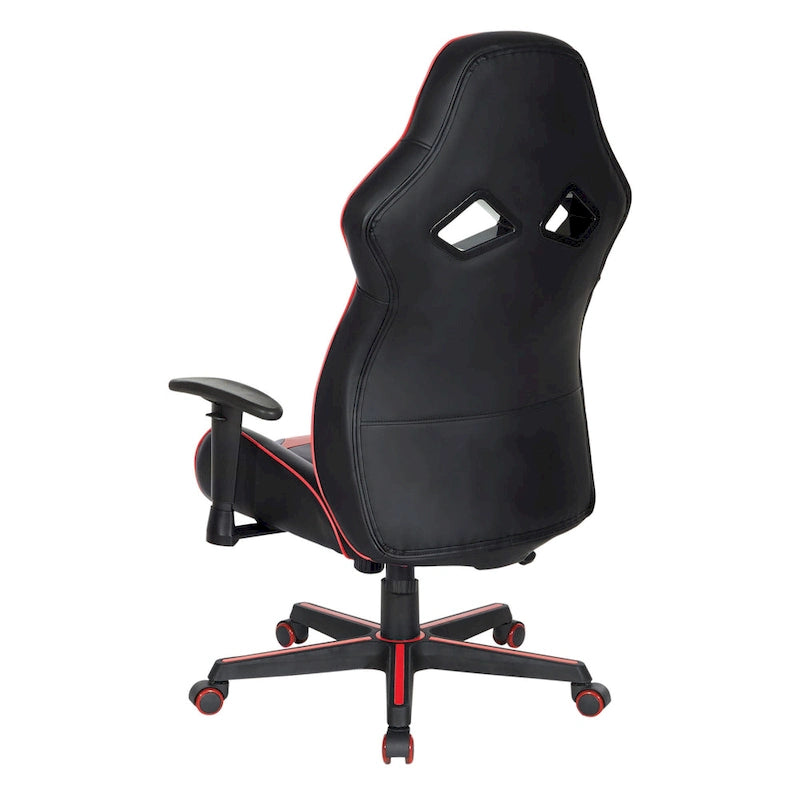 Chaise de jeu ergonomique en similicuir avec support lombaire et accents colorés