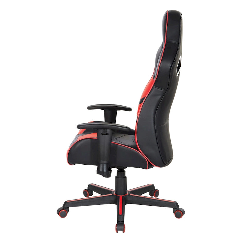 Chaise de jeu ergonomique en similicuir avec support lombaire et accents colorés