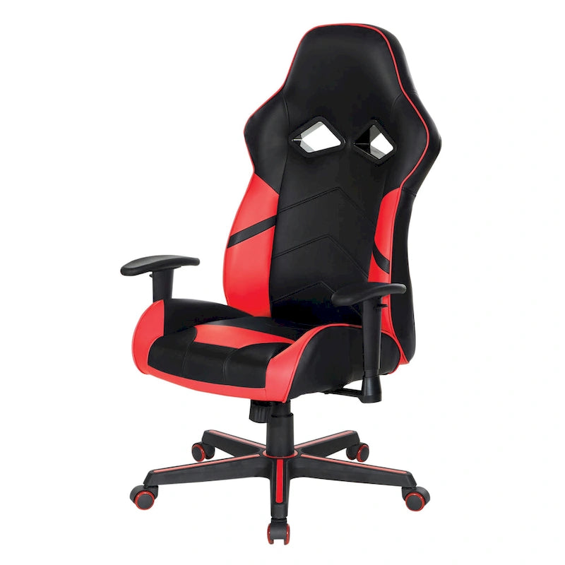 Chaise de jeu ergonomique en similicuir avec support lombaire et accents colorés