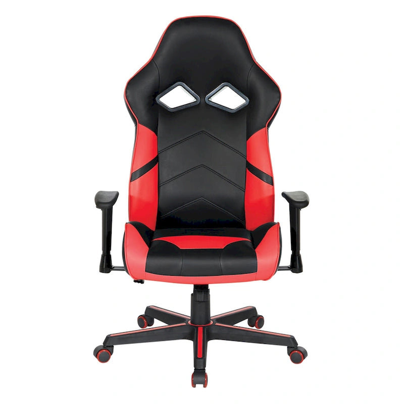 Chaise de jeu ergonomique en similicuir avec support lombaire et accents colorés