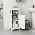Meuble de rangement blanc à porte simple avec étagère réglable et dessus ouvert