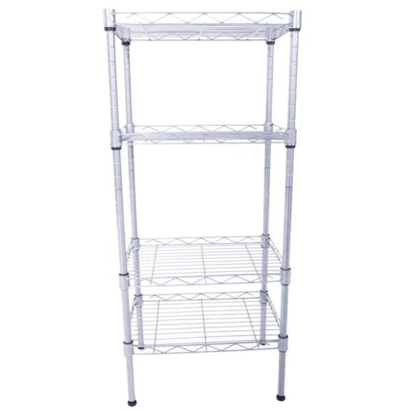 Étagère de rangement 4 niveaux en fil de fer argenté, réglable, en acier au carbone