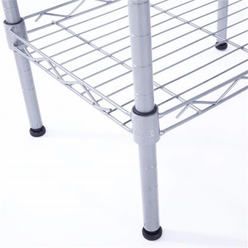 Étagère de rangement 4 niveaux en fil de fer argenté, réglable, en acier au carbone