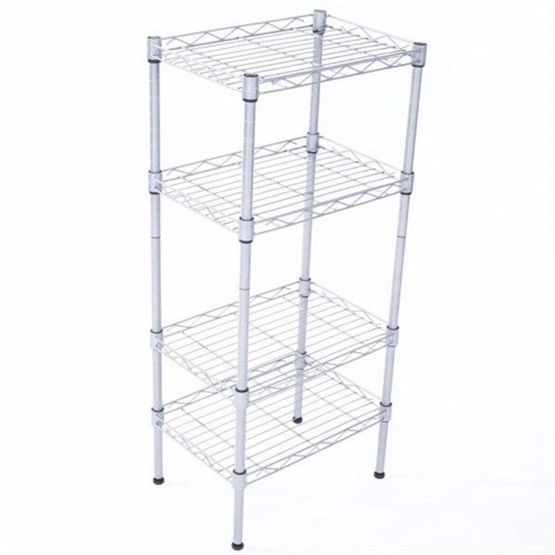 Étagère de rangement 4 niveaux en fil de fer argenté, réglable, en acier au carbone