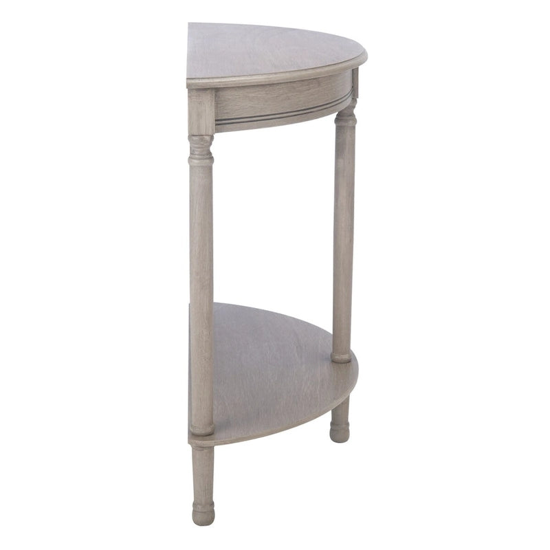 Console demi-lune avec étagère inférieure et pieds tournés