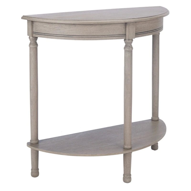 Console demi-lune avec étagère inférieure et pieds tournés