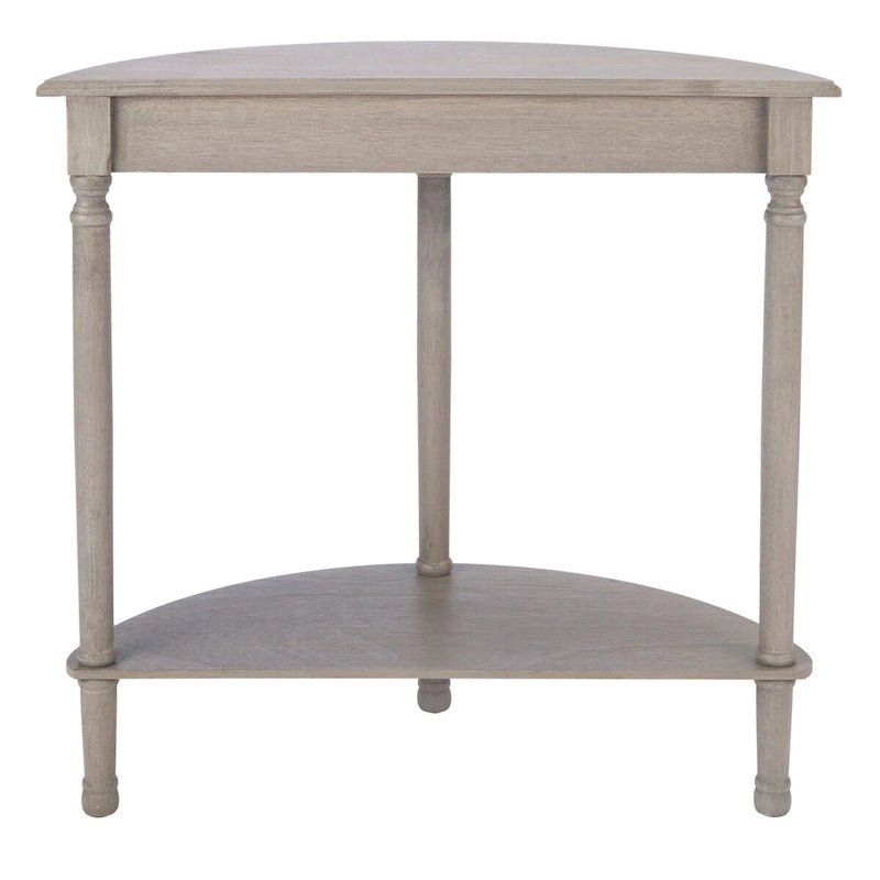 Console demi-lune avec étagère inférieure et pieds tournés