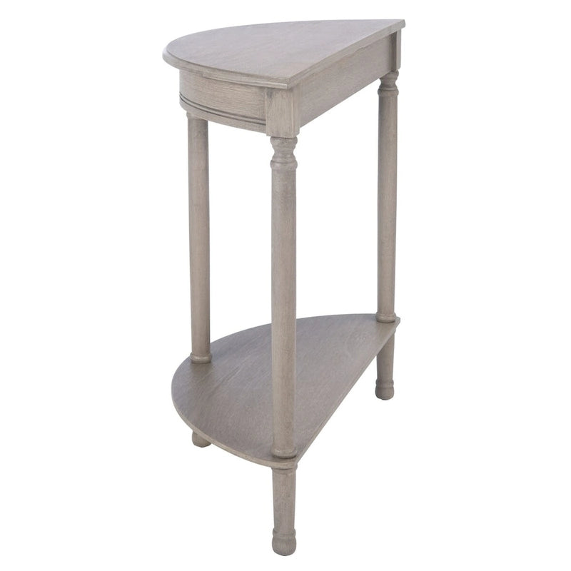 Console demi-lune avec étagère inférieure et pieds tournés