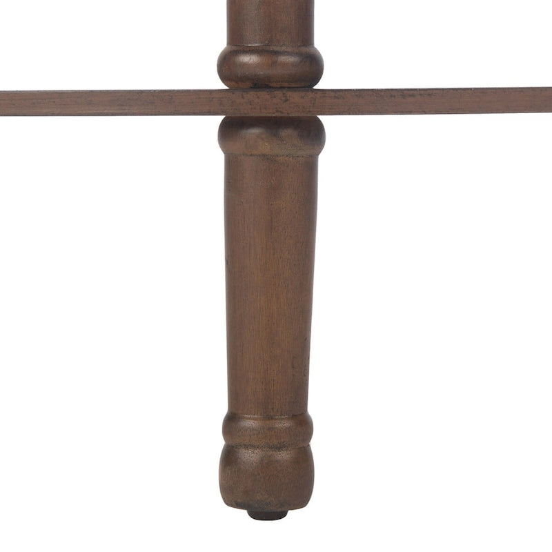 Console demi-lune avec étagère inférieure et pieds tournés