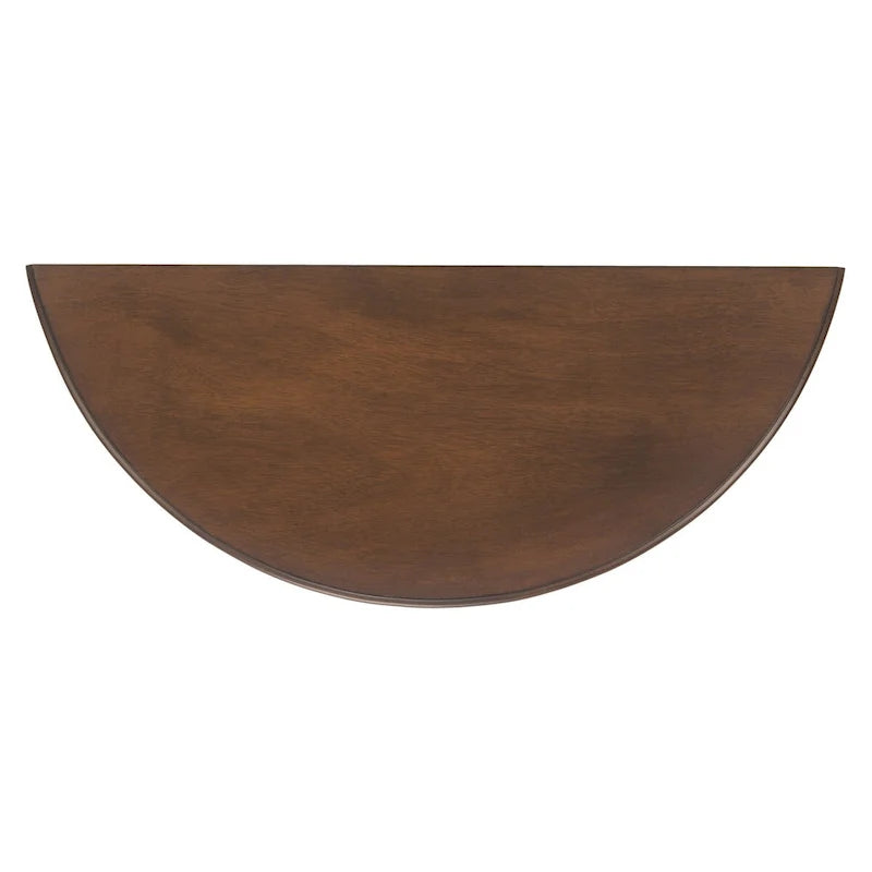 Console demi-lune avec étagère inférieure et pieds tournés
