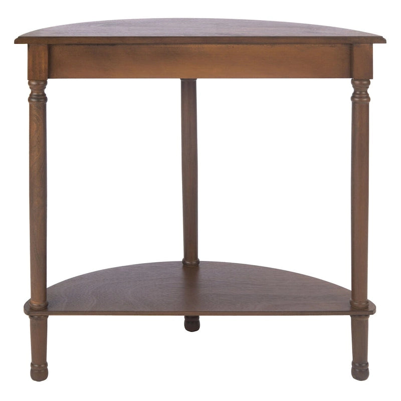 Console demi-lune avec étagère inférieure et pieds tournés
