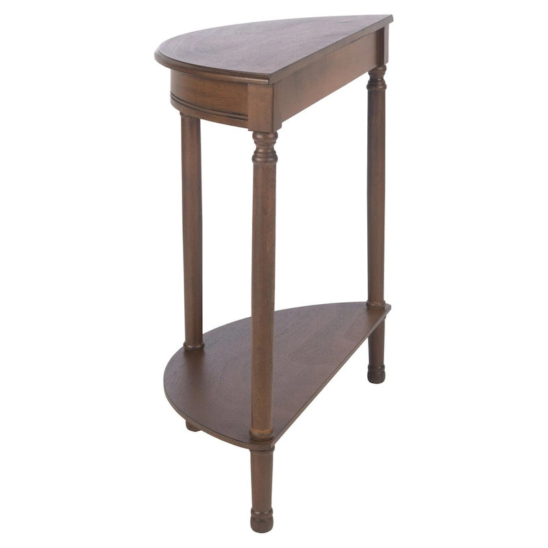 Console demi-lune avec étagère inférieure et pieds tournés