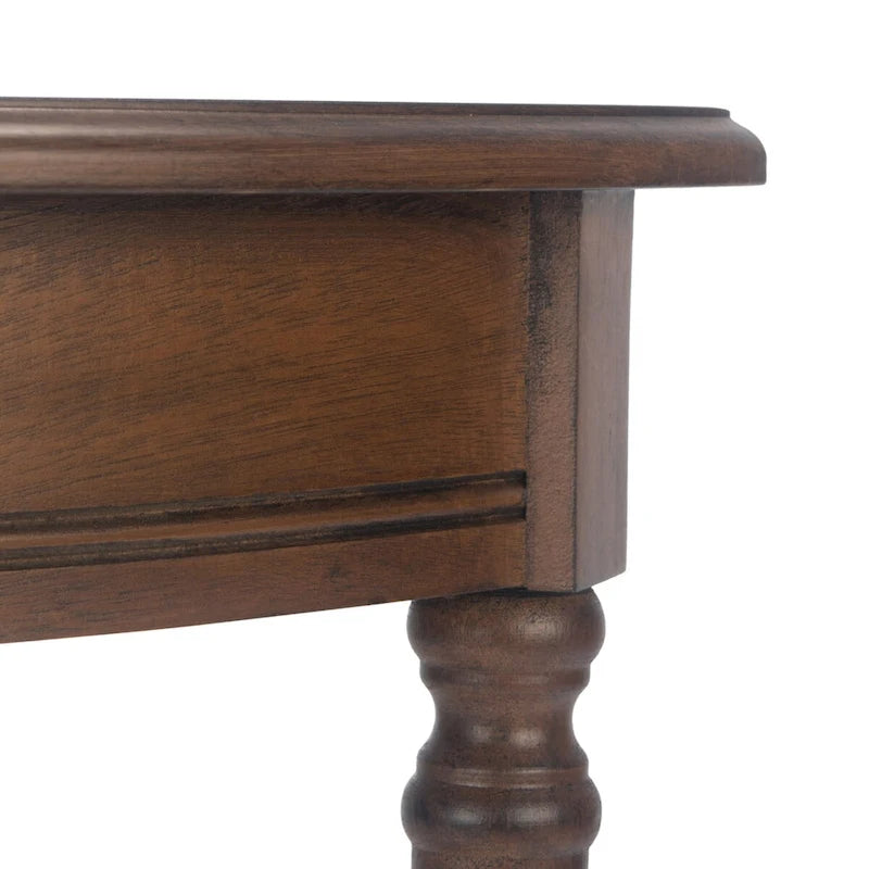 Console demi-lune avec étagère inférieure et pieds tournés