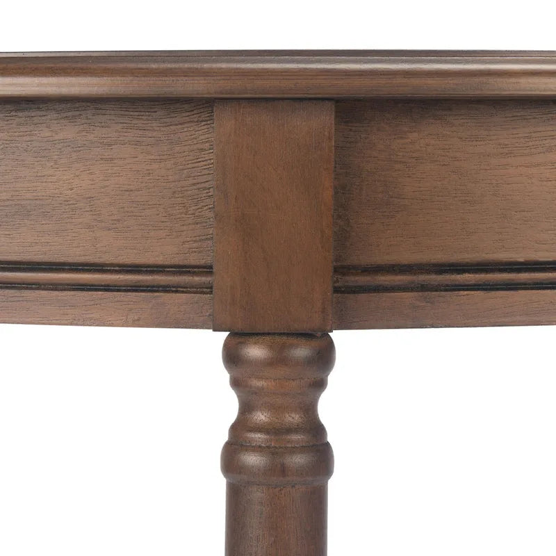 Console demi-lune avec étagère inférieure et pieds tournés