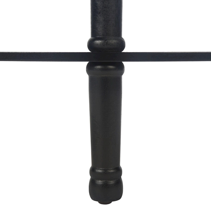 Console demi-lune avec étagère inférieure et pieds tournés
