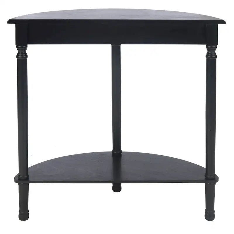 Console demi-lune avec étagère inférieure et pieds tournés