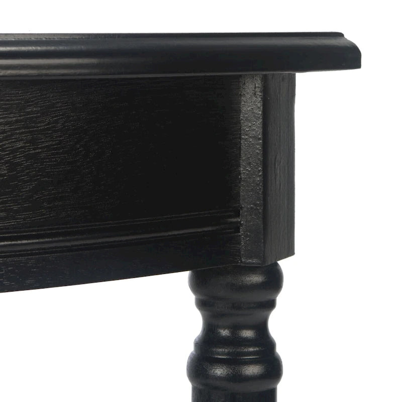 Console demi-lune avec étagère inférieure et pieds tournés