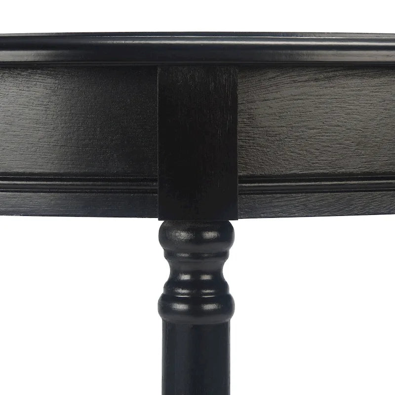 Console demi-lune avec étagère inférieure et pieds tournés