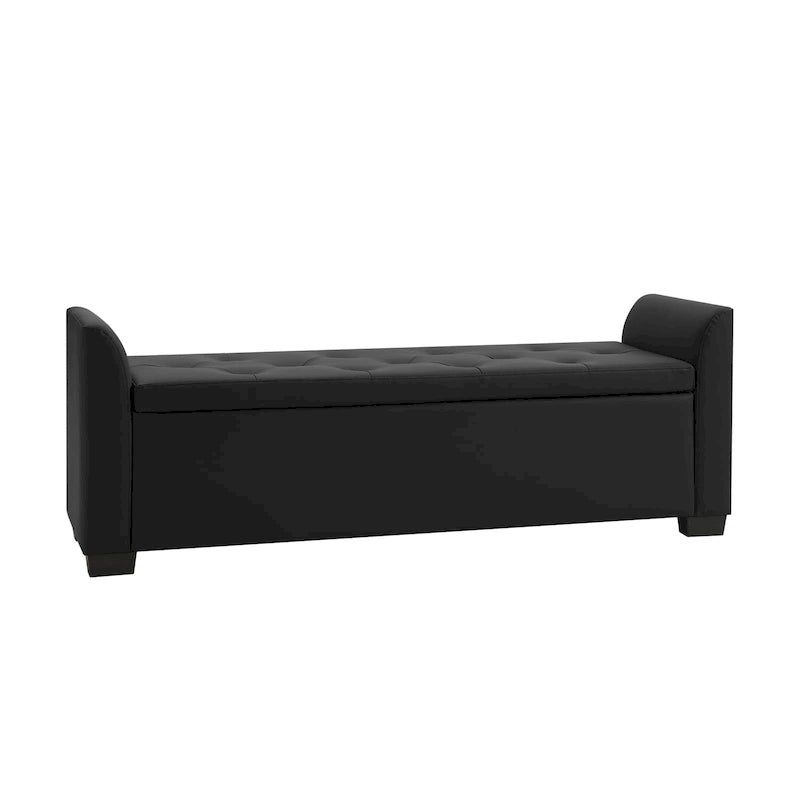 Banc de rangement capitonné ivoire avec accoudoirs évasés en PU, style de transition