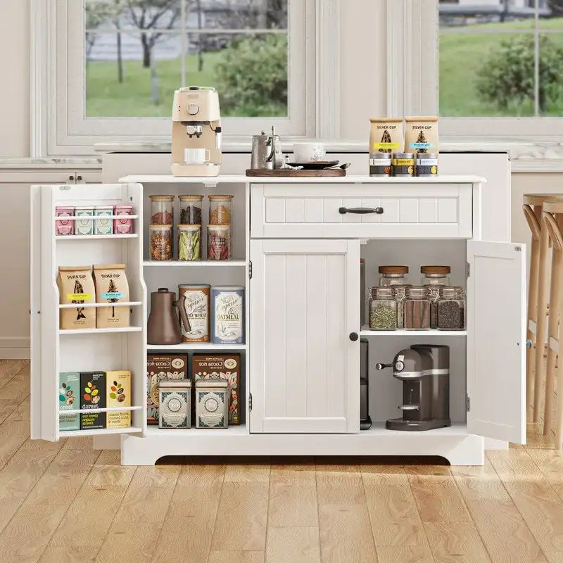 Buffet de cuisine avec tiroir et trois portes Blanc Noir