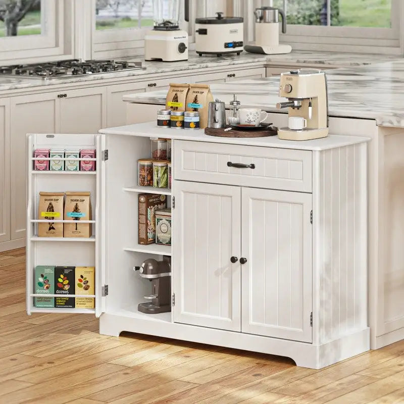 Buffet de cuisine avec tiroir et trois portes Blanc Noir