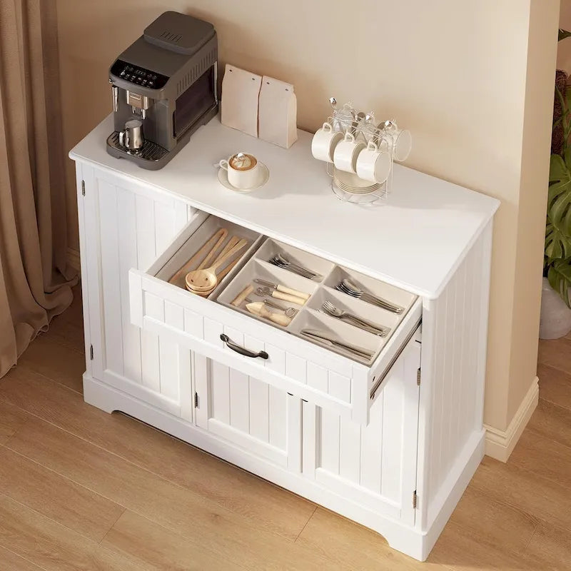 Buffet de cuisine avec tiroir et trois portes Blanc Noir
