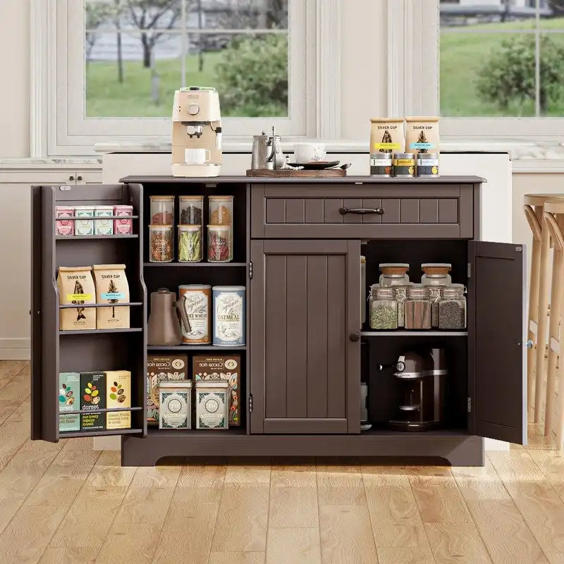 Buffet de cuisine avec tiroir et trois portes Blanc Noir