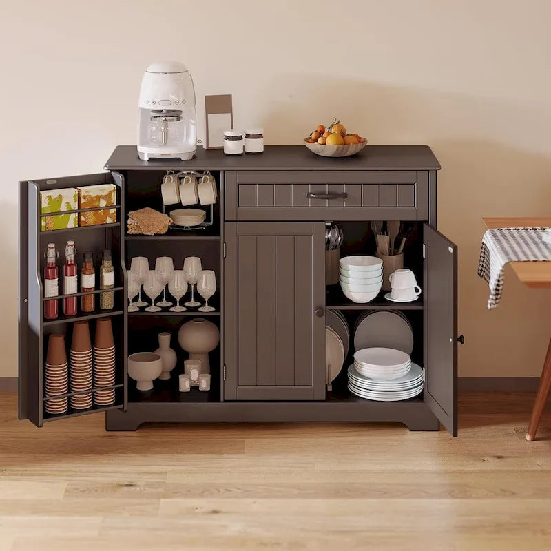 Buffet de cuisine avec tiroir et trois portes Blanc Noir