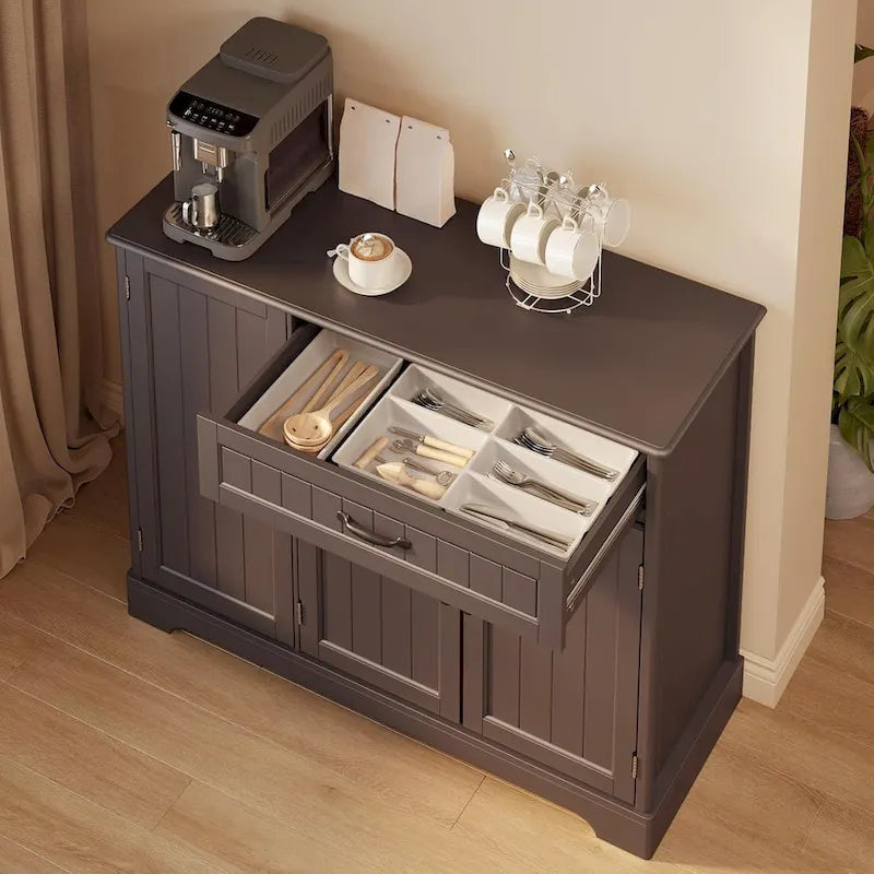 Buffet de cuisine avec tiroir et trois portes Blanc Noir