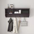 Porte-manteau mural avec étagère de rangement et 4 crochets doubles Espresso Brown