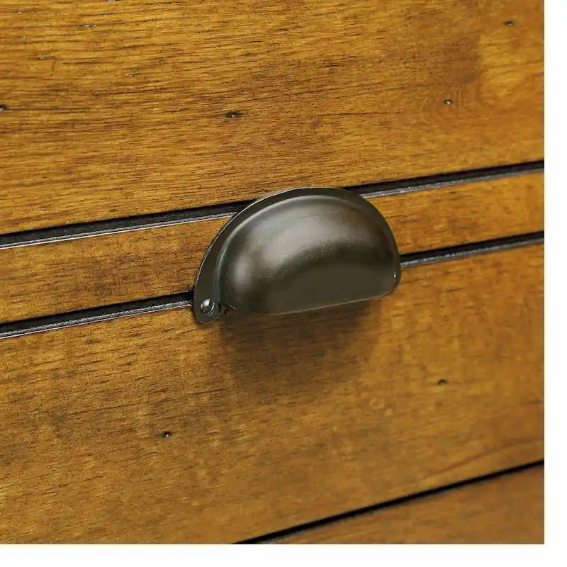 Table basse en pin massif marron antique avec tiroirs et pieds gourde