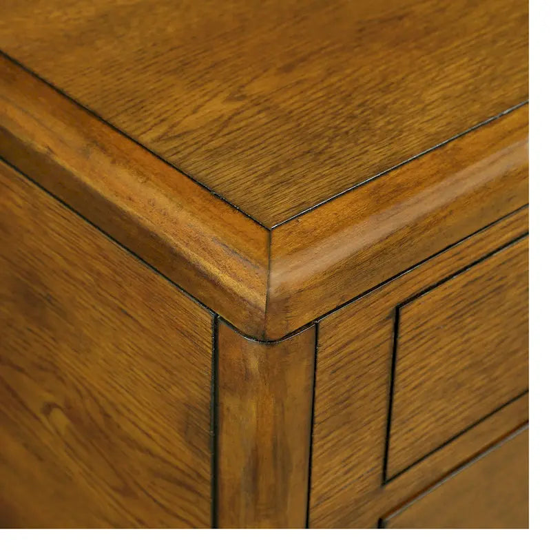 Table basse en pin massif marron antique avec tiroirs et pieds gourde