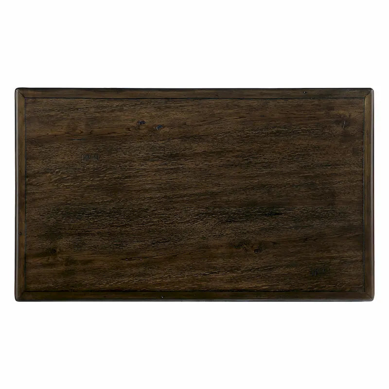 Table basse en pin massif marron antique avec tiroirs et pieds gourde